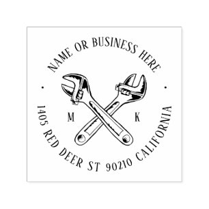 Carimbo Auto Entintado Chave de Ecrã Vintage Nome Monograma Endereço de d