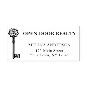 Carimbo Auto Entintado Chave de Vintagem de Negócios Imóveis