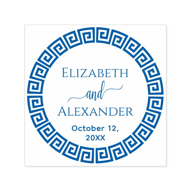 Carimbo Auto Entintado Chave Grega Redonda S Moldura Nomes Data Casamento (Design)