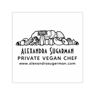 Carimbo Auto Entintado Chef Vegano Profissional Logotipo de Negócios de L