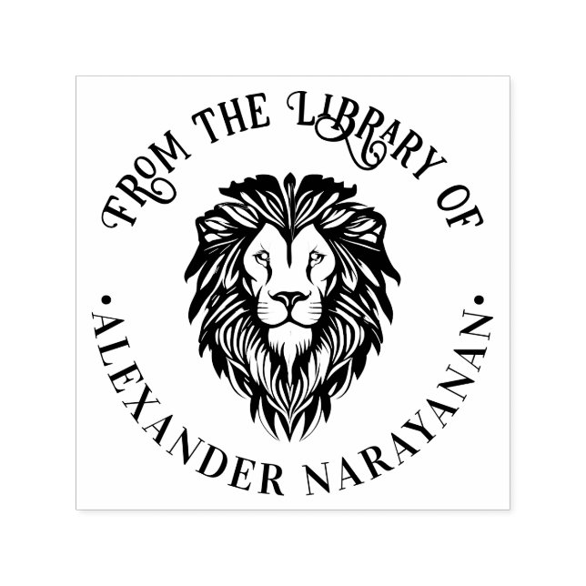 Carimbo Auto Entintado Chefe de Leão Elegante 3 Roda Nome do Livro da Bib (Design)