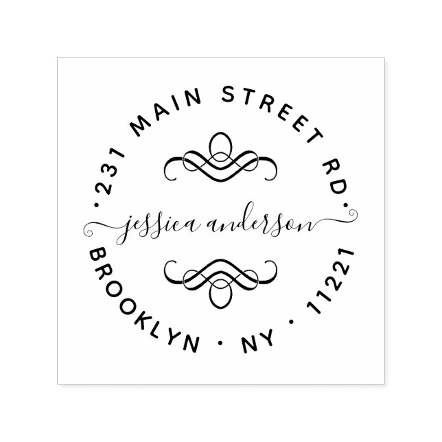 Carimbo Auto Entintado Chic de Caligrafia Girly Script Moderno Elegante (Design)