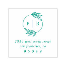 Chic Monograma Wreath Wedding Endereço de Devoluçã