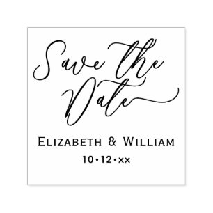 Carimbo Auto Entintado Chic Save the Date Tipografia de Casamento #1 Nome