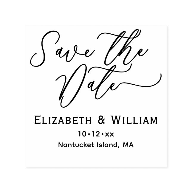 Carimbo Auto Entintado Chic Save the Date Wedding Typography #1 Name Date (Design)