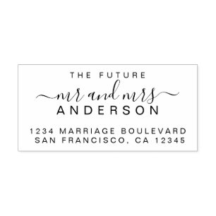 Carimbo Auto Entintado Chic Script Future Sr. Dr. Wedding Return Endereç