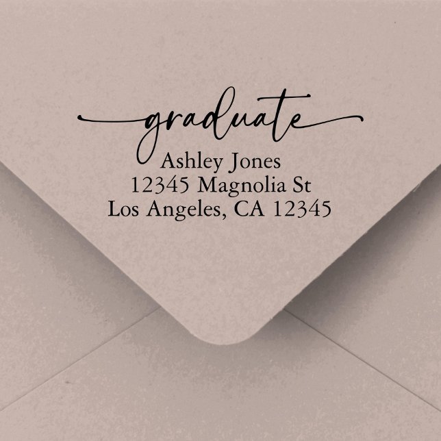 Carimbo Auto Entintado Chic Script Graduation Return Address (Criador carregado)