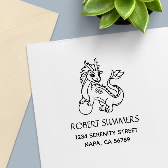 Carimbo Auto Entintado Chinese Dragon Address (Criador carregado)