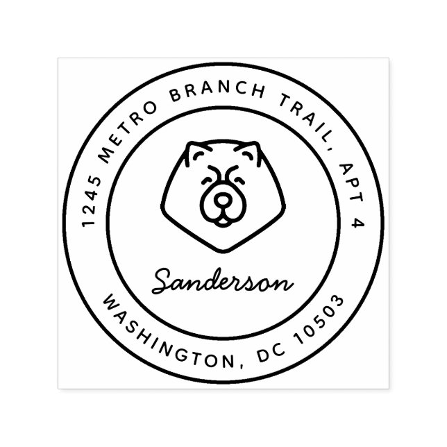 Carimbo Auto Entintado Chow Chow Dog Devolução Endereço Autocolante Carim (Design)