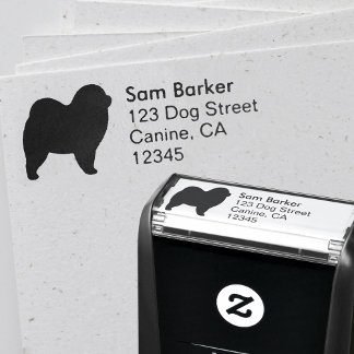 Carimbo Auto Entintado Chow Chow Dog Raça Silhouette Endereço de Devoluçã