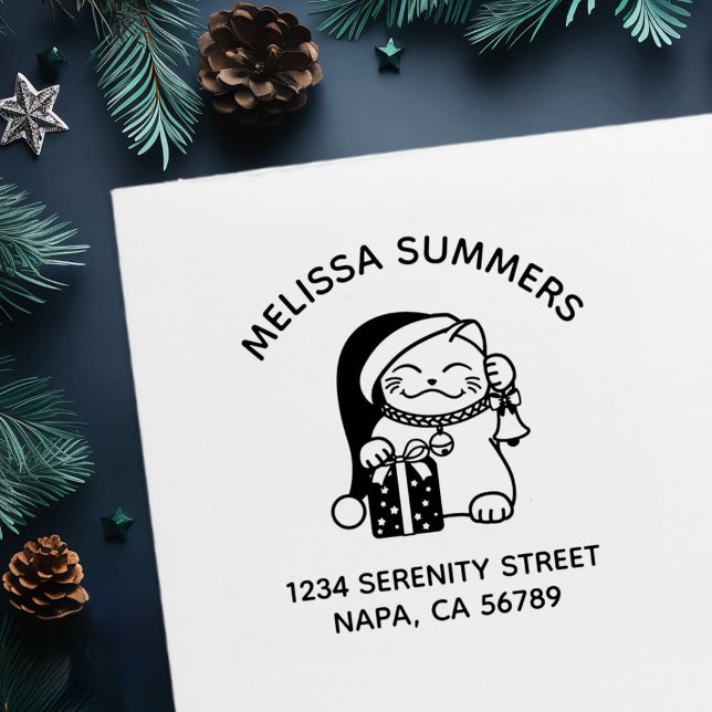 Carimbo Auto Entintado Christmas Cat Arch Address (Criador carregado)