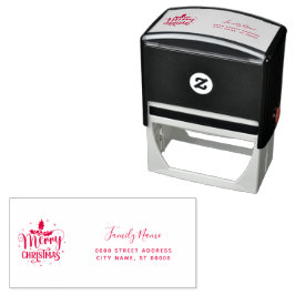 Carimbo Auto Entintado Christmas Return Address Self-inking Stamp