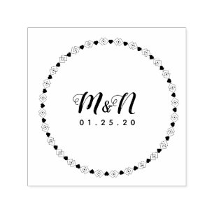 Carimbo Auto Entintado Circular circular de engrenagens de Coração com Li