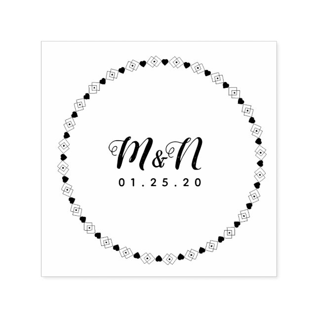 Carimbo Auto Entintado Circular circular de engrenagens de Coração com Li (Design)