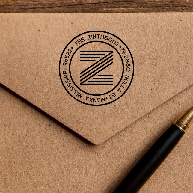 Carimbo Auto Entintado Circular de Endereço de Retorno do Nome da Família (Criador carregado)