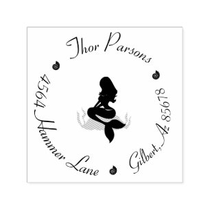 Carimbo Auto Entintado Circular Endereço de Retorno Sereia Sobreposição P