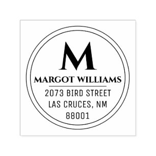 Carimbo Auto Entintado Circular Monograma Nome Personalizado Endereço de 