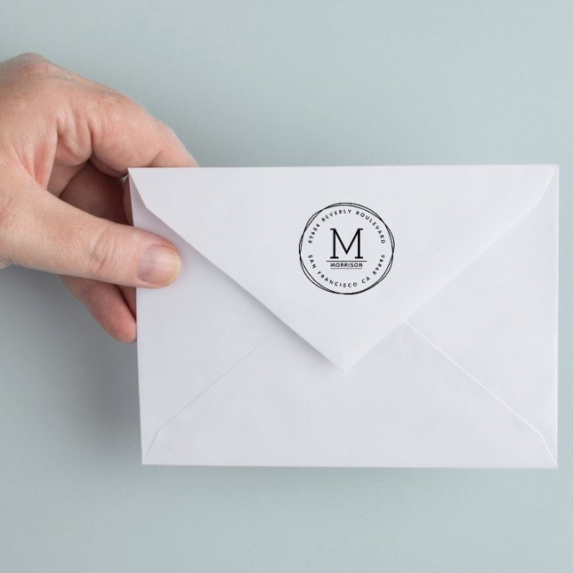 Carimbo Auto Entintado Círculos desenhados à mão | Endereço de devolução  (Criador carregado)