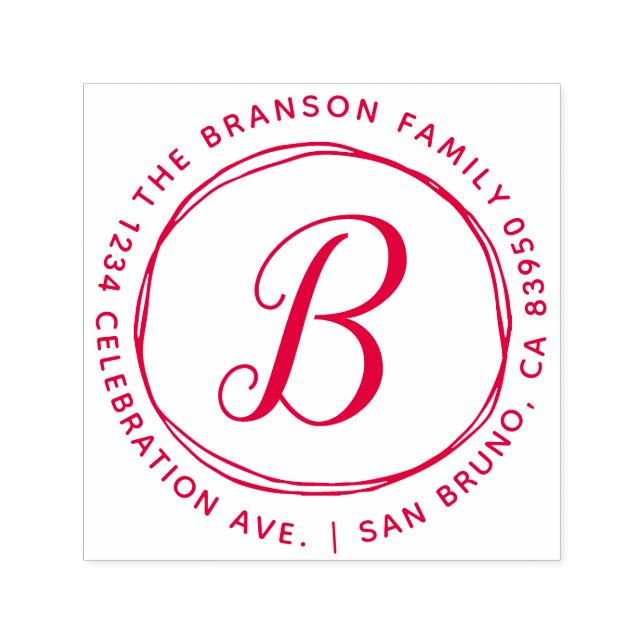 Carimbo Auto Entintado Círculos desenhados à mão Personalizados Endereço  (Design)