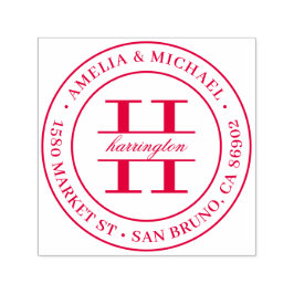 Carimbo Auto Entintado Clássica Ronda Monograma Endereço de Devolução de 