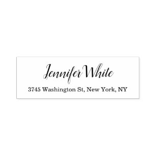 Carimbo Auto Entintado Clássico Elegante de Caligrafia Preta e Branco