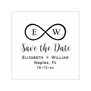 Carimbo Auto Entintado Clássico Save the Date de Casamento com Monograma 
