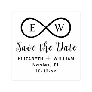 Carimbo Auto Entintado Clássico Save the Date de Casamento com Monograma 
