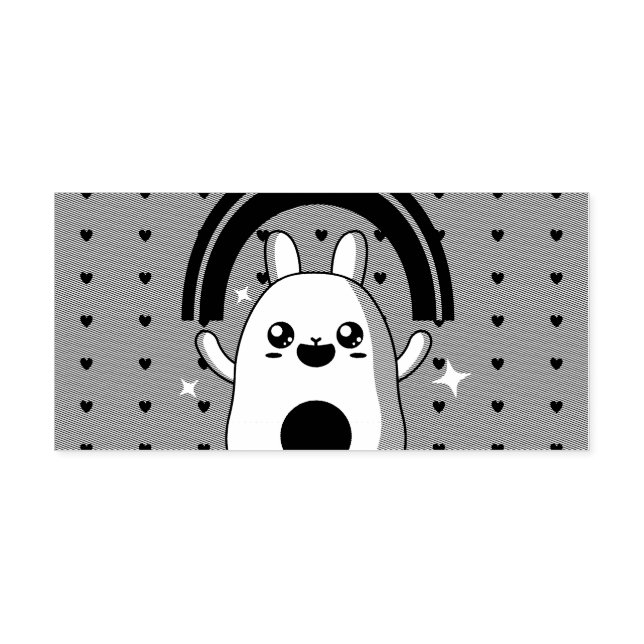 Carimbo Auto Entintado Clipe arco-íris Kawaii (Design)