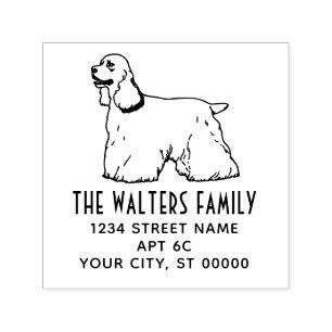 Carimbo Auto Entintado Cocker Spaniel Desenho Nome Endereço de Devolução