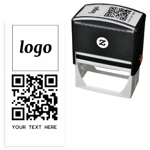 Carimbo Auto Entintado Código QR de Texto de Logotipo Simples Promocional