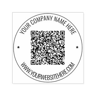 Carimbo Auto Entintado Código QR Personalizado Texto Arredondado Autocola