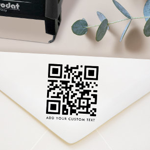 Carimbo Auto Entintado Código QR Seu texto moderno e minimalista simpl