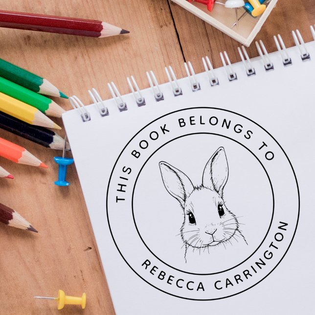 Carimbo Auto Entintado Coelho Cute Personalizado Este Livro Pertence Ao N (Criador carregado)