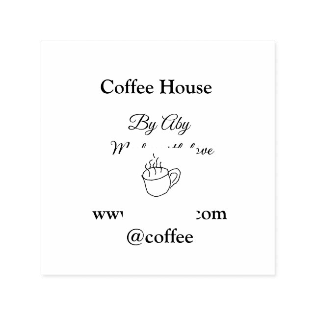 Carimbo Auto Entintado Coffee house made with love add text website socia (Design)