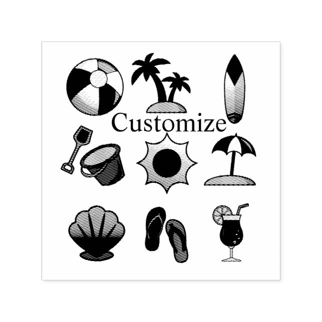 Carimbo Auto Entintado Coisas da vida na praia Thunder_Cove (Design)