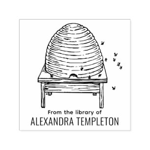 Carimbo Auto Entintado Colmeia Russa, Abelhas Voadoras #2 Nome do Livro d