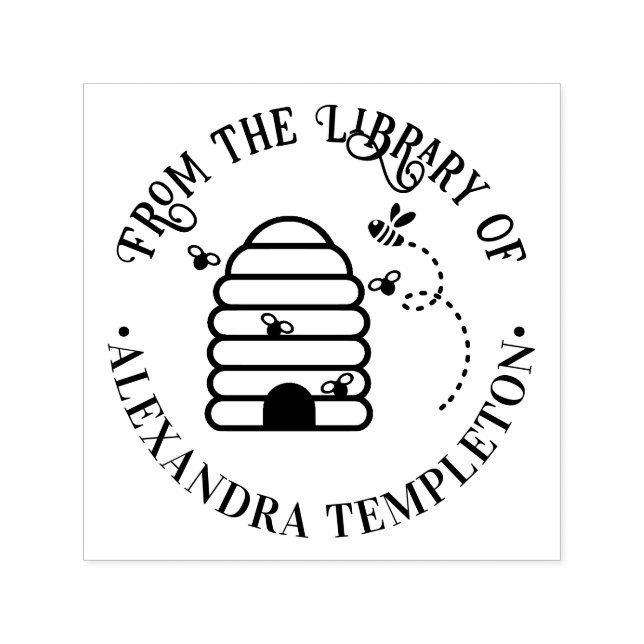Carimbo Auto Entintado Colmeia Rústica, Abelhas Voadoras #1 Nome do Livro (Design)
