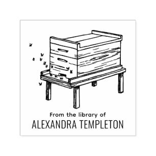 Carimbo Auto Entintado Colmeia Rústica Abelhas Voadoras #4 Nome do Livro 