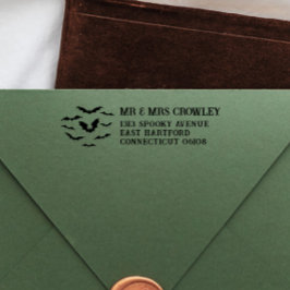 Carimbo Auto Entintado Colônia do Endereço de Devolução do Bats Halloween