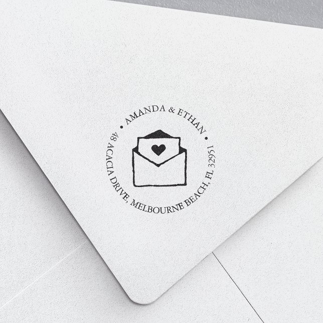 Carimbo Auto Entintado Com Amor | Endereço de devolução (Criador carregado)