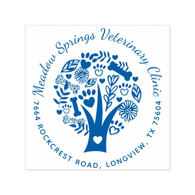 Carimbo Auto Entintado Companhia de Árvore Pet Pet de Folhagem e Floral (Design)