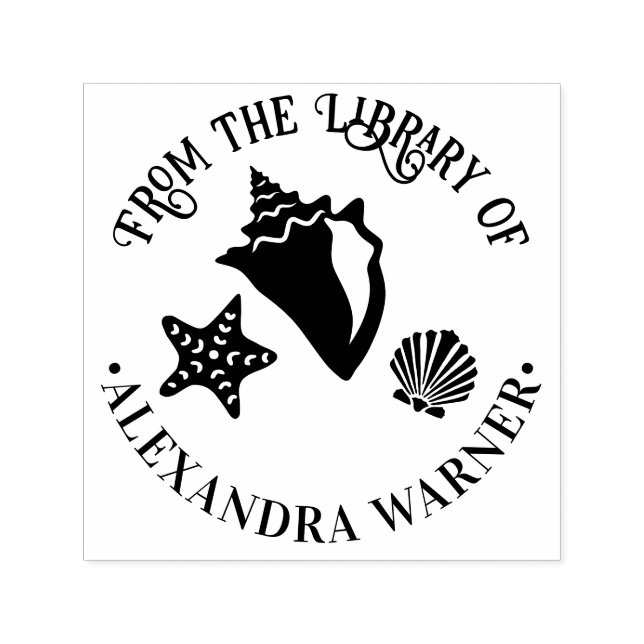 Carimbo Auto Entintado Concha Estrela-do-mar Vieira Concha de praia Bibli (Design)