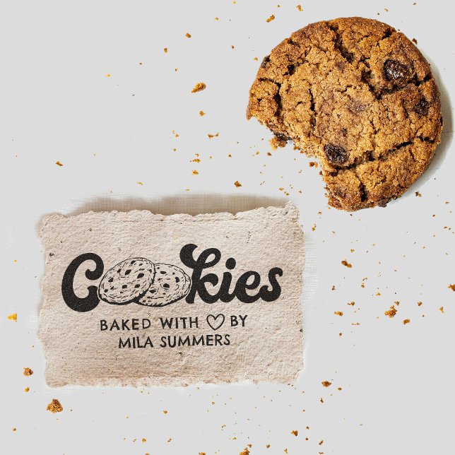 Carimbo Auto Entintado Cookies cozidos com amor por nome personalizado (Criador carregado)