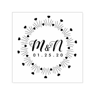 Carimbo Auto Entintado Coração Desenhada à Mão do Logotipo do Casamen