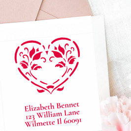 Carimbo Auto Entintado Coração floral folclórico