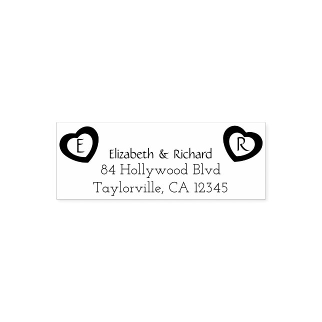 Carimbo Auto Entintado Corações de Casal Russo | Endereço para devolução  (Design)