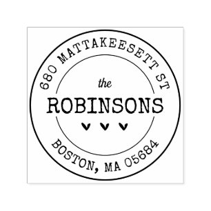 Carimbo Auto Entintado Corações de Endereço Personalizado