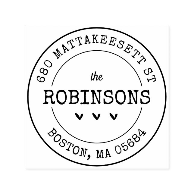 Carimbo Auto Entintado Corações de Endereço Personalizado (Design)