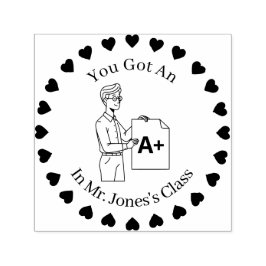 Carimbo Auto Entintado Corações em um Círculo, Professores Masculinos A+