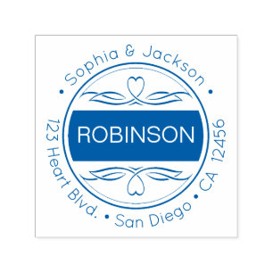 Carimbo Auto Entintado Corações vermelhos & endereço do remetente